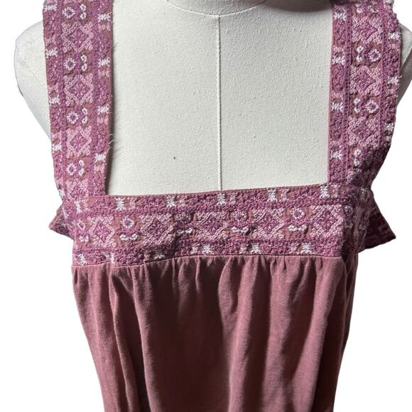 Lucky Brand Embroidered Lace Cotton Blend Tank Square Neck Boho Festival NEW XL - Picture 3 of 8